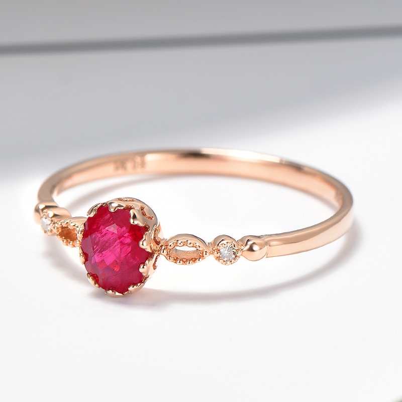 Goldkingdom Fashion Perhiasan Aksesoris Ready Stock Niche Desain Berlapis Sterling Silver 14K Rose Gold Oval Halus Kecil Segar Gaya Agete Jepang Cincin Cincin Perhiasan