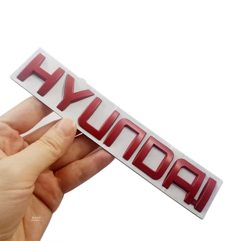 1x Logam Besar Chrome Hitam Merah HYUNDAI Logo Huruf Mobil Auto Side Rear Trunk Emblem Sticker Badge Decal Pengganti HYUNDAI