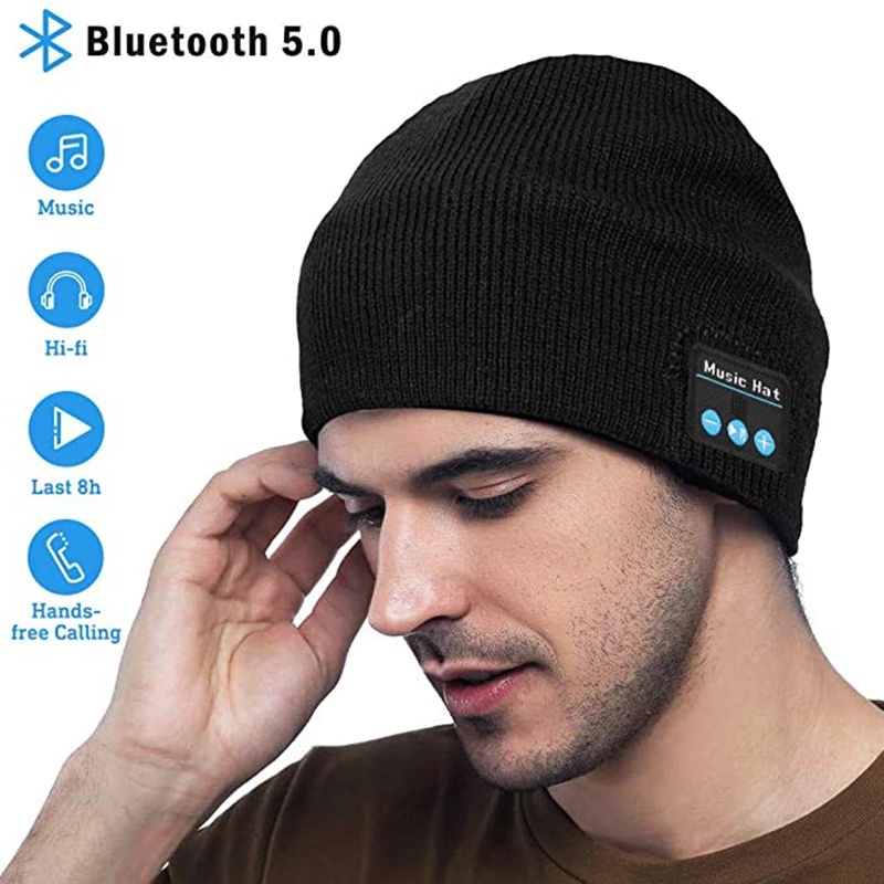 Kupluk Gunung Kupluk Bluetooth Knit Beanie Dengan Bluetooth Music Headset Beanie Hands-Free Calls Speaker Built-In Stereo Speaker