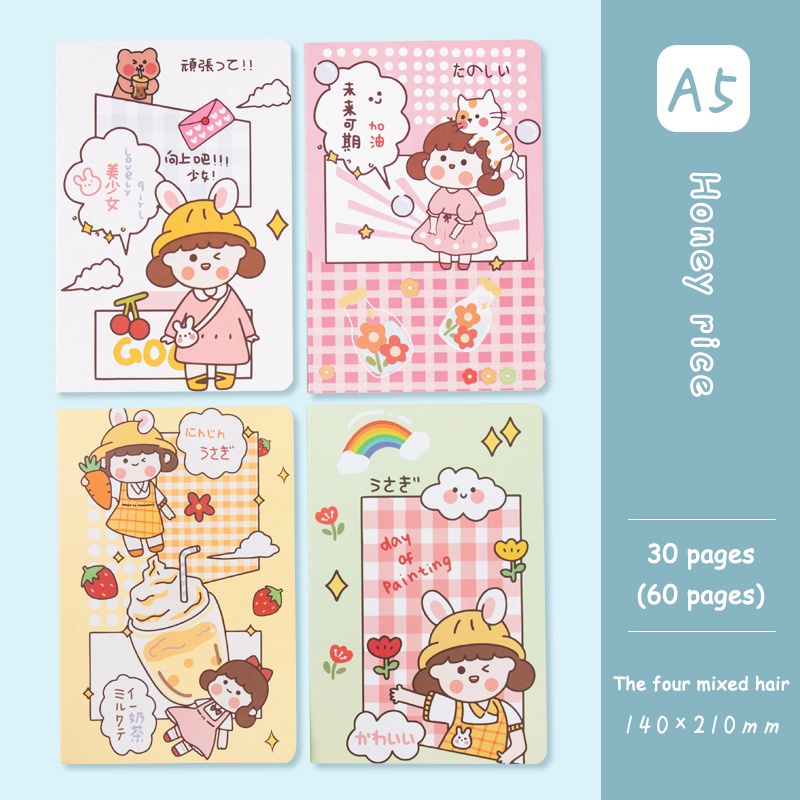 A7  Rollover Coil Buku Notebook Mini Kartun Lucu Mini Notebook Diary Portable Notebook Journal Alat Tulis-Le-Cute Girl-Random
