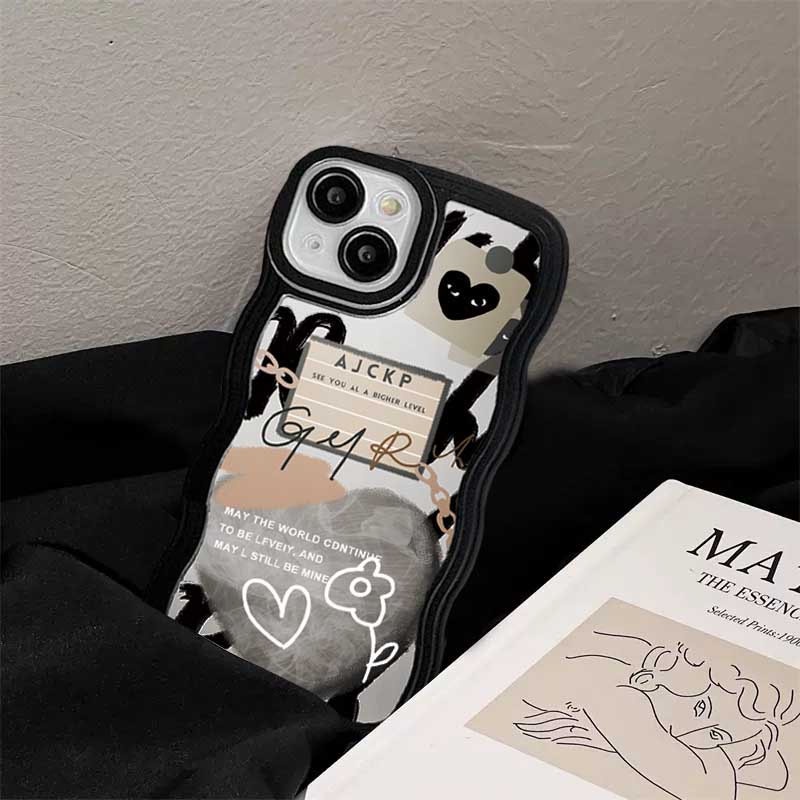 Redmi Note11 Pro Note11S Redmi 10C 10A 9C 9A 9T Note10 5G 10s Note9 Note8 Poco M5S X3 NFC M3 Fashion Lucky Floral Smiley Doodle Love Hati Bergelombang Casing Ponsel