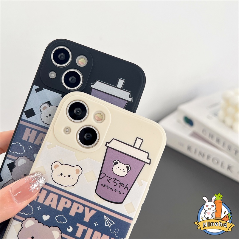 Cartoon Bear Soft Case For Samsung A14 A04e A04s A04 A03s A03 A13 A12 A22 A32 A73 A53 A33 A23 A72 A52 A52s A54 A71 A51 A54 A34 A50 A50s A30s A02s M02s A11 M11 S22 S23 Ultra Simple and Fresh Soft TPU Full Protection Liquid Silicone Mobile Phone Case