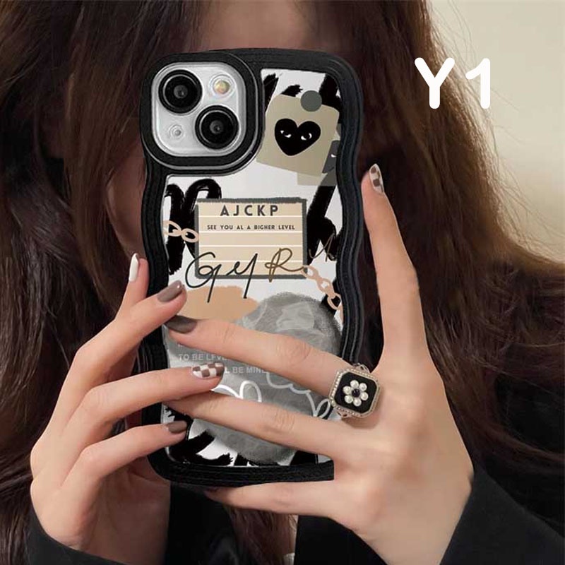 Lucky Heart Csse Redmi Note 11 Pro Note11S Redmi 10C 10A 9C 9A 9T Note10 5G 10s Note9 Note8 Poco M5S X3 NFC M3 Fasion Brand Bunga Smiley Graffiti Love Heart Bergelombang Phone Cover