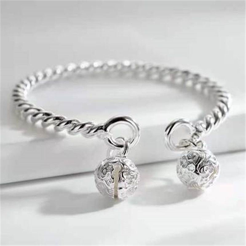 [1Pasang] Korea Berongga Bell Rumbai Liontin Pasangan Gelang Pecinta Bangle Bracelet