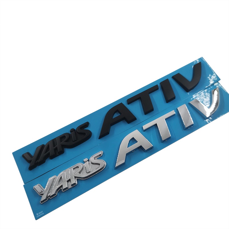 1x ABS Hitam Chrome YARIS ATIV Logo Auto Trunk Lid Emblem Badge Stiker Decal Pengganti TOYOTA YARIS ATIV