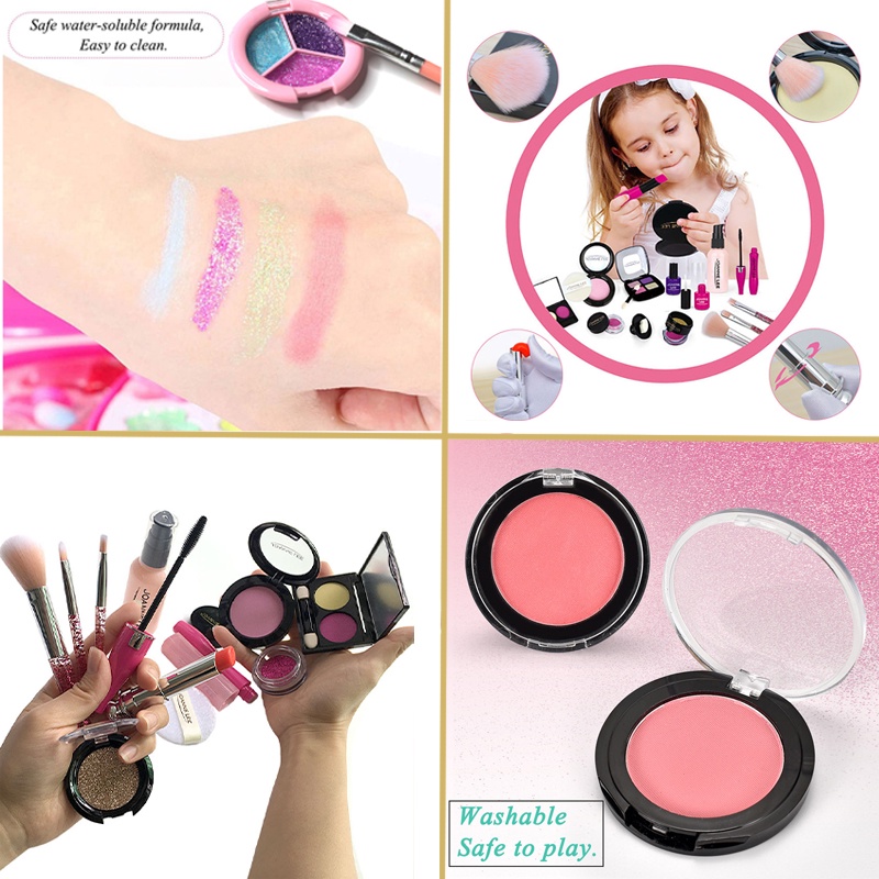 Mainan Make up set Bag/Children pretend plays make up kit set /Mainan make up anak perempuan Kosmetik Fashion Portabel Kado Ulang Tahun Cewek Set Make Up Lengk