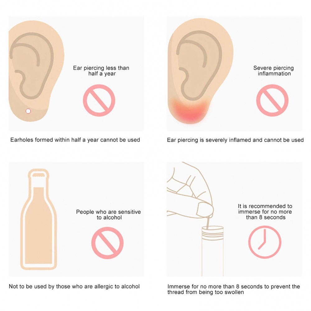 60pcs Set Pembersih Telinga Tindik Solusi Ramuan Benang Kertas Lubang Telinga Aftercare Tools Kit Sekali Pakai Pembersih Lubang Anting