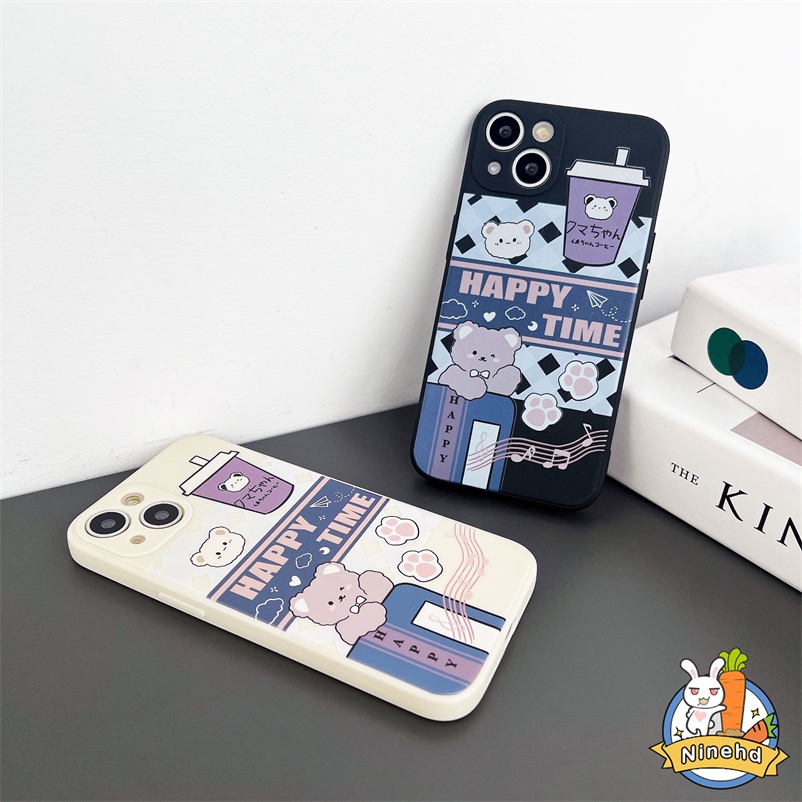 Cartoon Bear Soft Case For Samsung A14 A04e A04s A04 A03s A03 A13 A12 A22 A32 A73 A53 A33 A23 A72 A52 A52s A54 A71 A51 A54 A34 A50 A50s A30s A02s M02s A11 M11 S22 S23 Ultra Simple and Fresh Soft TPU Full Protection Liquid Silicone Mobile Phone Case