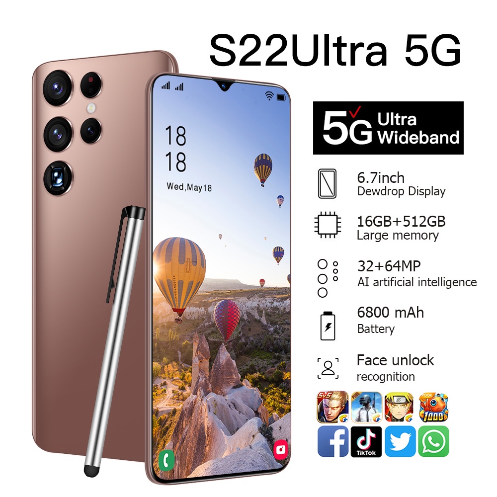 【Bisa COD】Galaxy S22 Ultra HP Murah RAM 12GB 512GB Handphone Android 11 AMOLED 7.5 Garansi Resmi Pro