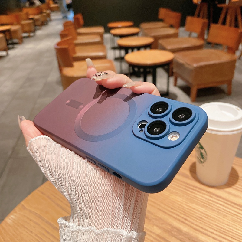 Cocok untuk iPhone 11 12 13 14 Pro Max Soft Phone Case dengan Film Pelindung Kamera, Mendukung Pengisian Daya Magnetik Nirkabel, Cakupan Penuh 13ProMax Anti-Keringat dan Anti-Fingerprint Matte Phone Case