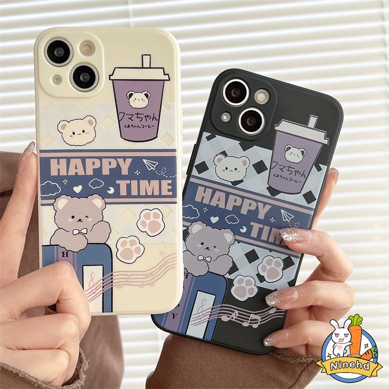Cartoon Bear Soft Case For Samsung A14 A04e A04s A04 A03s A03 A13 A12 A22 A32 A73 A53 A33 A23 A72 A52 A52s A54 A71 A51 A54 A34 A50 A50s A30s A02s M02s A11 M11 S22 S23 Ultra Simple and Fresh Soft TPU Full Protection Liquid Silicone Mobile Phone Case