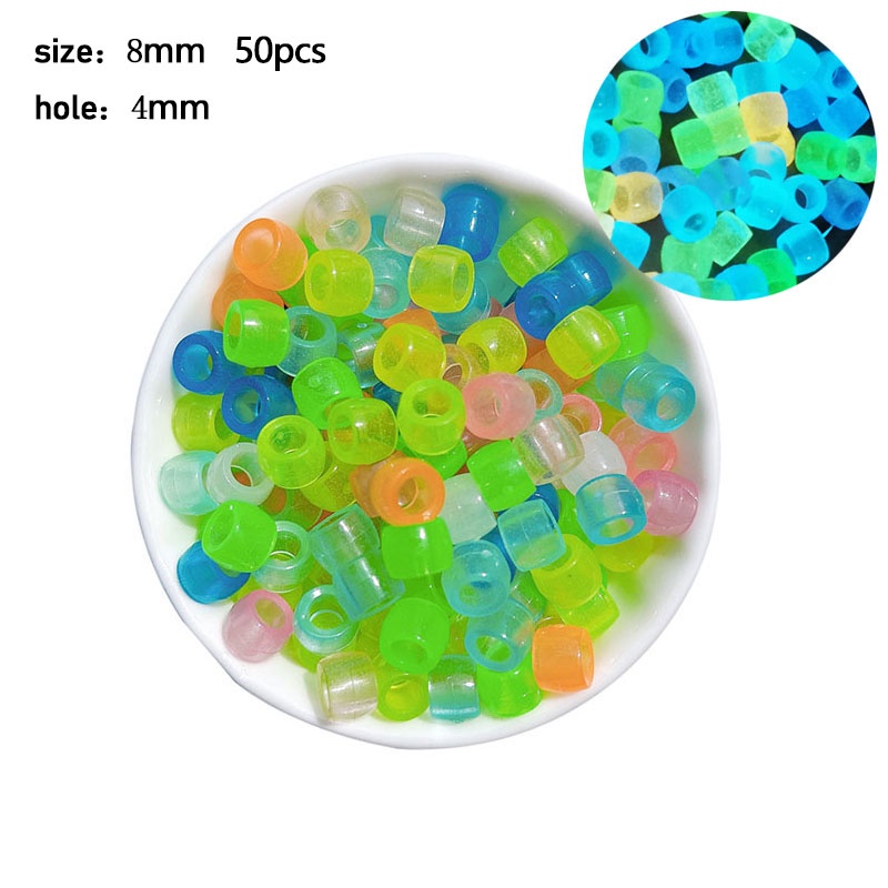 Diy Kalung Gelang 50 Pcs Acrylic Glow Beads Besar Lubang Beads Disk Beads Glow Beads Putaran Beads Longgar Spacer Beads Jewelry