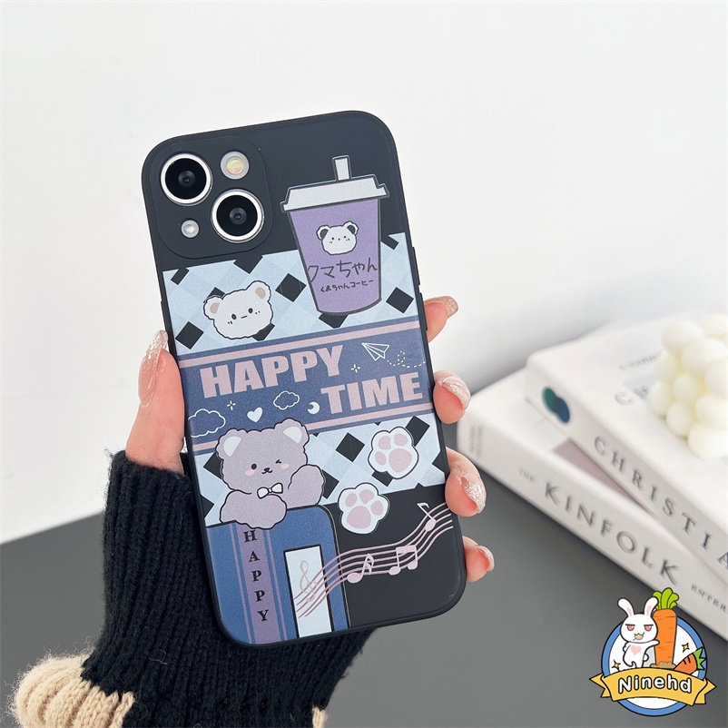 Cartoon Bear Soft Case For Samsung A14 A04e A04s A04 A03s A03 A13 A12 A22 A32 A73 A53 A33 A23 A72 A52 A52s A54 A71 A51 A54 A34 A50 A50s A30s A02s M02s A11 M11 S22 S23 Ultra Simple and Fresh Soft TPU Full Protection Liquid Silicone Mobile Phone Case