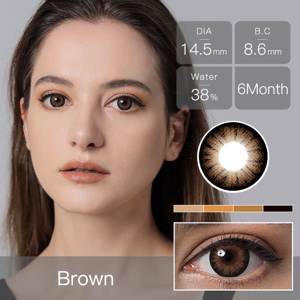 (COD)Softlens magister softlens mata FLORA seri softlens 14.20-14.50mm soflen murah Rose Brown softlens normal