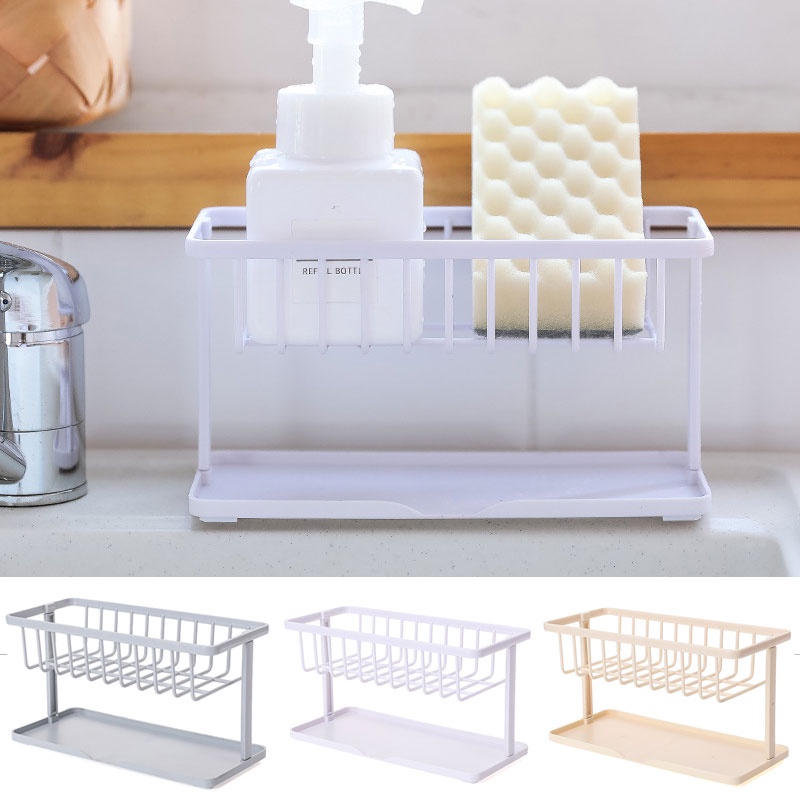 ღ Wastafel Drain Rack Sponge Saluran Pemegang Dapur Wastafel Caddy Rak Berdiri Sikat Pembersih Sabun Organizer Dapur Gadget Kenyamanan Peralatan rak