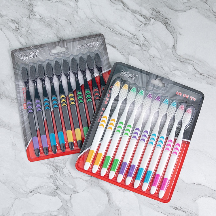 MOGYMOGY HL0405 Sikat Gigi Dewasa 1 Set Isi 10 Pcs Sikat Gigi Bahan Lembut Toothbrush Double Care Sensitive