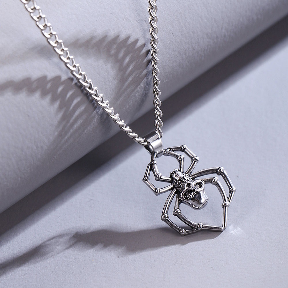 Kalung Rantai Liontin Spider Hip Hop Punk Baru Untuk Wanita Pria Unisex Leher Fashion Pesta Perhiasan Aksesoris