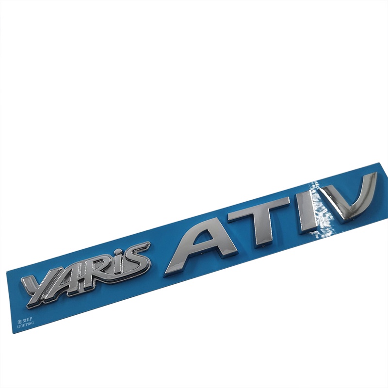 1x ABS Hitam Chrome YARIS ATIV Logo Auto Trunk Lid Emblem Badge Stiker Decal Pengganti TOYOTA YARIS ATIV