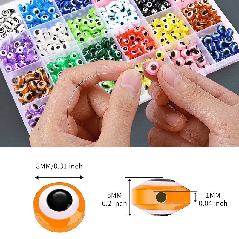 100Pcs/lot 6mm/8mm Resin Conical Evil Eye Beads For Making DIY Jewelry Accessories