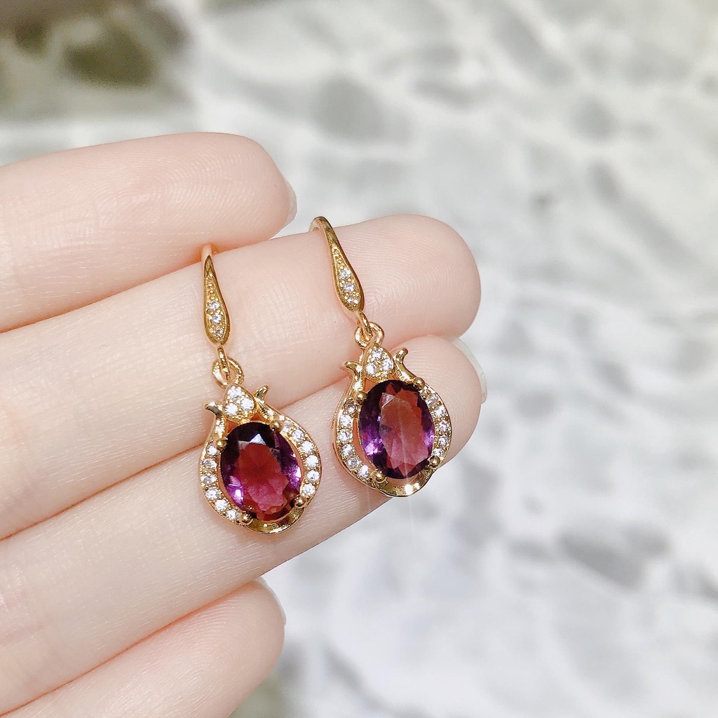 Goldkingdom Aksesoris Perhiasan Fashion Ready Stock Anting Amethyst Sintetis London Blue Topaz Plated S925 Perak Seiko Set Earring Anting Grosir