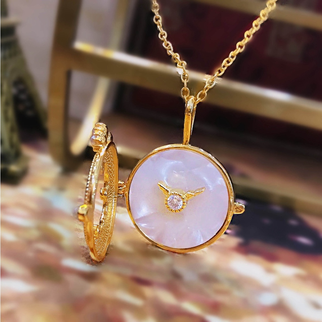 Goldkingdom Fashion Perhiasan Aksesoris Ready Stock Italy Digambar Saku Menonton Kalung Mutiara Mewah Berwarna Alami Shell Jam Liontin Pendant Jewelry.