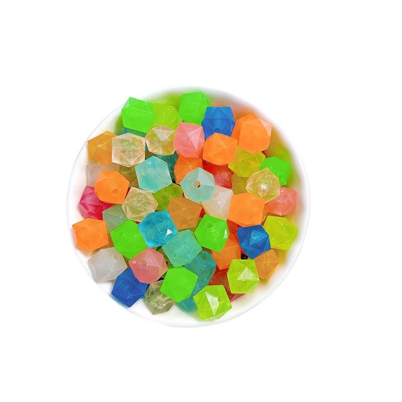 30 Pcs Manik-Manik Bercahaya Akrilik Cinta Bintang Manik-Manik Bercahaya Manik-Manik Beras Longgar Jarak Manik-Manik Perhiasan DIY Kalung Gelang