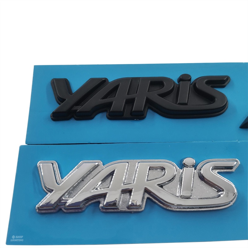 1x ABS Hitam Chrome YARIS ATIV Logo Auto Trunk Lid Emblem Badge Stiker Decal Pengganti TOYOTA YARIS ATIV