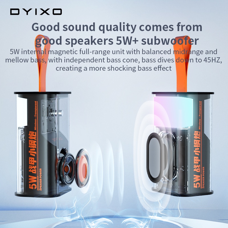 【NEW】2023 Transparent Bluetooth speaker V5.0 Mini Portable Wireless Bluetooth Super Bass with LED Lights