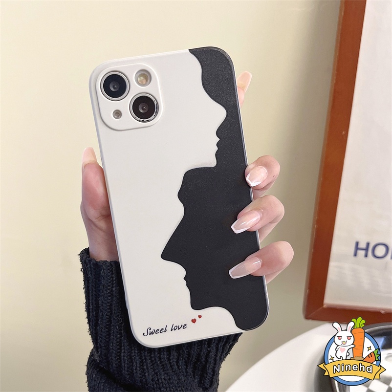 Case Motif Graffiti Empat Sudut Untuk Compatible for iPhone 14 13 12 11 Pro Max X XR Xs Max iPhone 7 8 6 6s Plus SE 2020 Liquid silicone black and white cow pattern mobile phone case shockproof protective cover