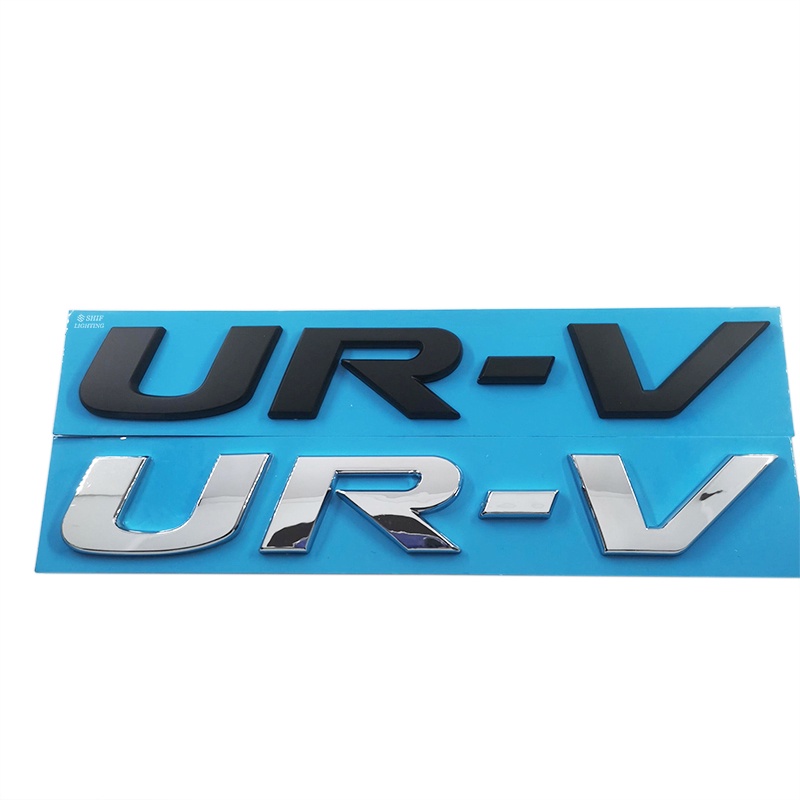 1x ABS Hitam Chrome UR-V URV Huruf Logo Mobil Auto Emblem Badge Sticker Decal Pengganti HONDA URV UR-V