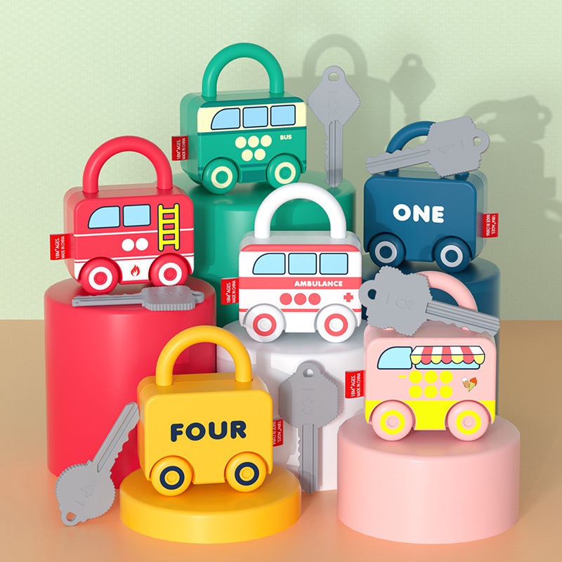 Kunci Belajar Bayi Dengan Kunci Permainan Mobil Mainan Edukasi Number Matching Lock Toys Sensory Toys for Kids