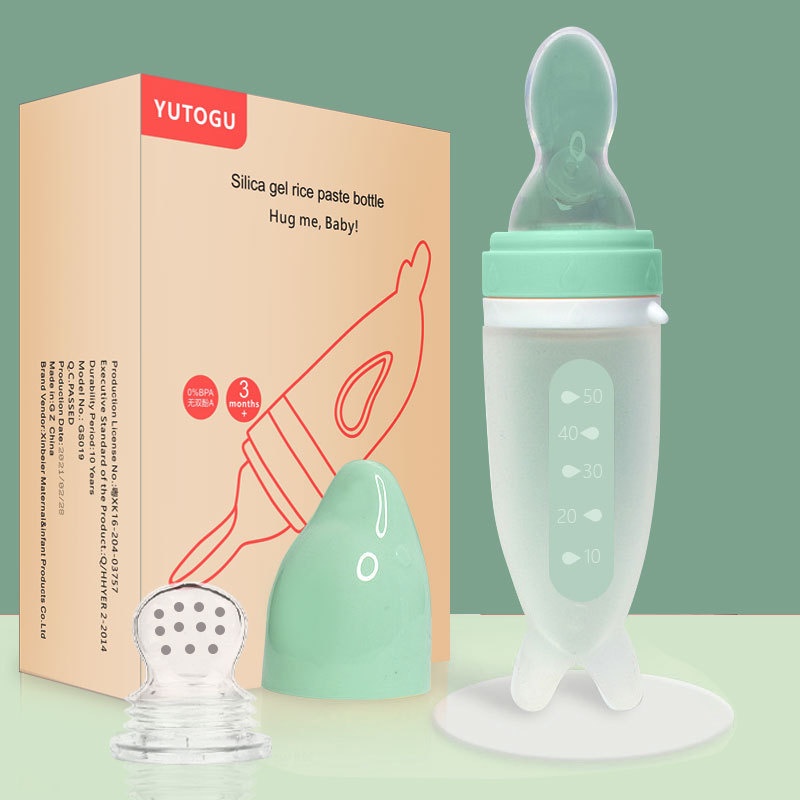 YUTOGU Botol Sendok Silikon Bayi Untuk Jus Bubur Susu dan Obat