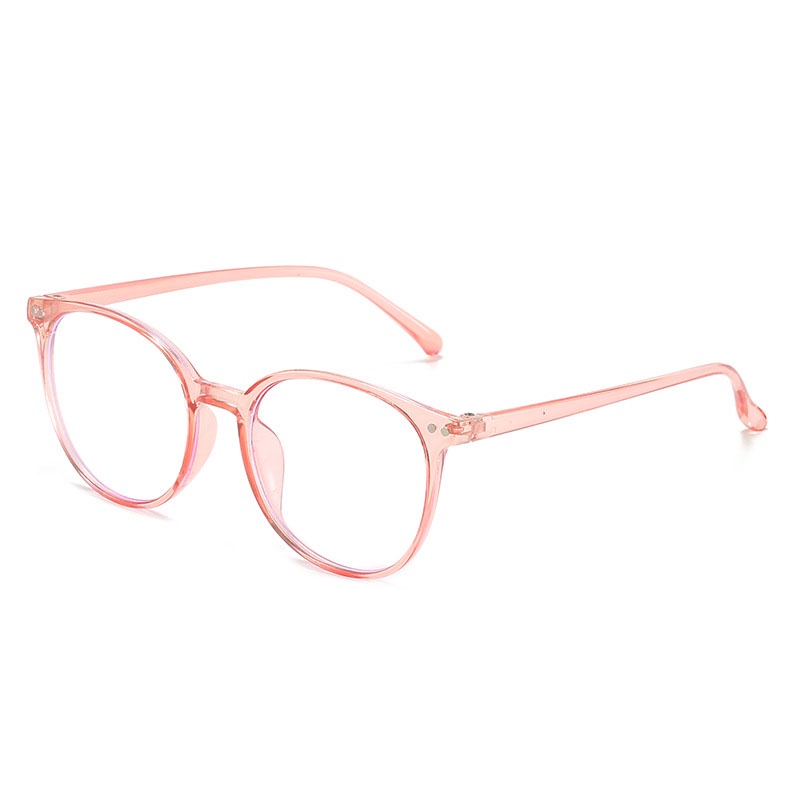 PROMO& Kacamata TransparanAnti Radiasi Wanita Kacamata Korea Wanita Fashion Retro Bentuk Kotak Eyeglasses P-C-Pink