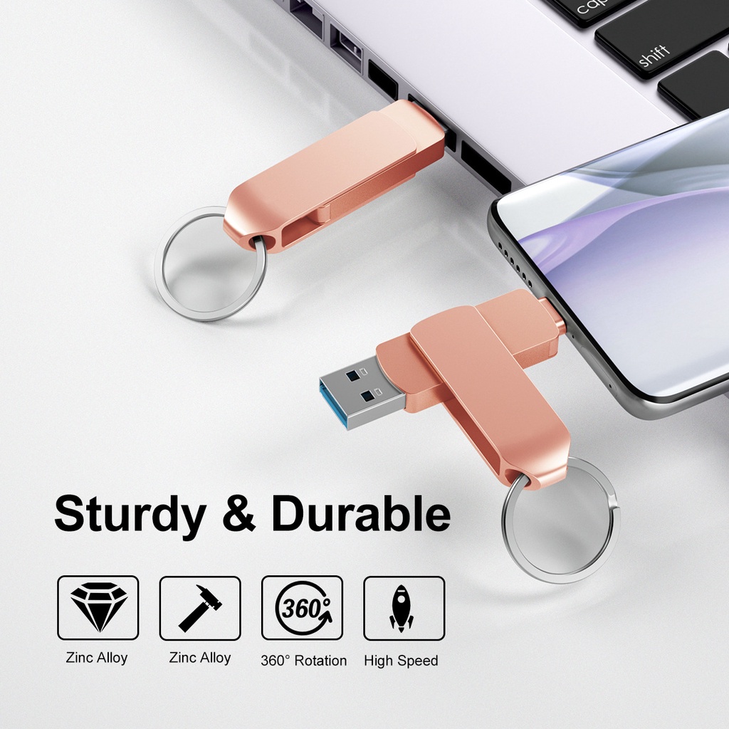 Flashdisk 2in1 OTG metal Tipe-c USB dual Flashdisk OTG USB Flash Drive high speed