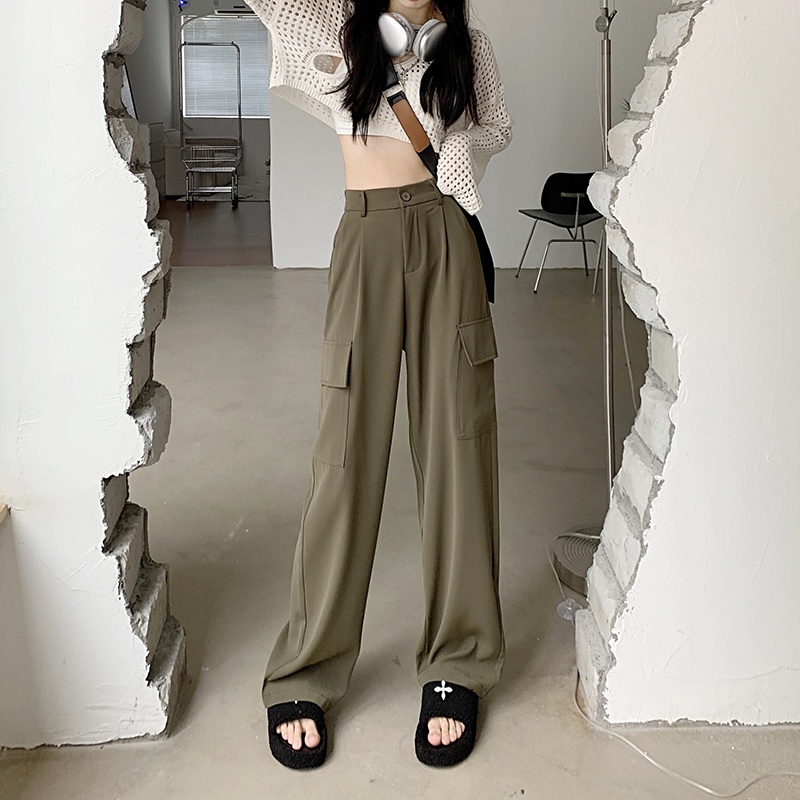 EUNII Korean Style Celana Kulot Hitam Loose Highwaist Kekinian Terbaru Celana Panjang Straight Pants