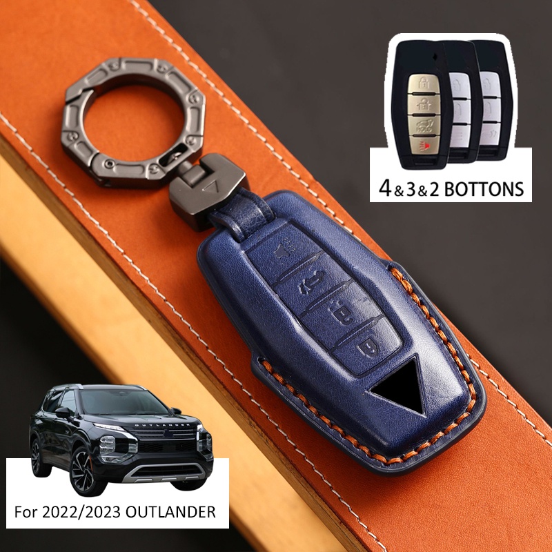 2per3/4 Bottons Kulit Mobil Smart Key Fob Case Keychain Untuk 2022 2023 Mitsubishi Outlander Remote Key Cover Shell Aksesoris