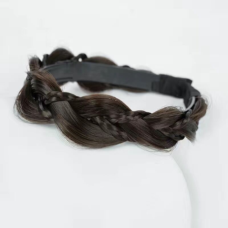 Wanita Gadis Twist Braided Wig Headband Alami Mulus Tak Terlihat Tulang Ikan Kepala Hoop Aksesoris Rambut