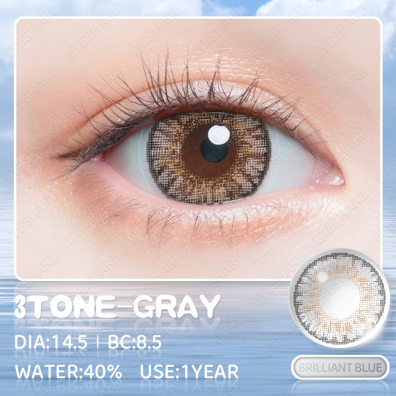 【COD】Softlens 3TONE BLUE Lensa Kontak Warna Campuran Eropa Dan Amerika DIA 14.5mm Normal softlense Mata Kore