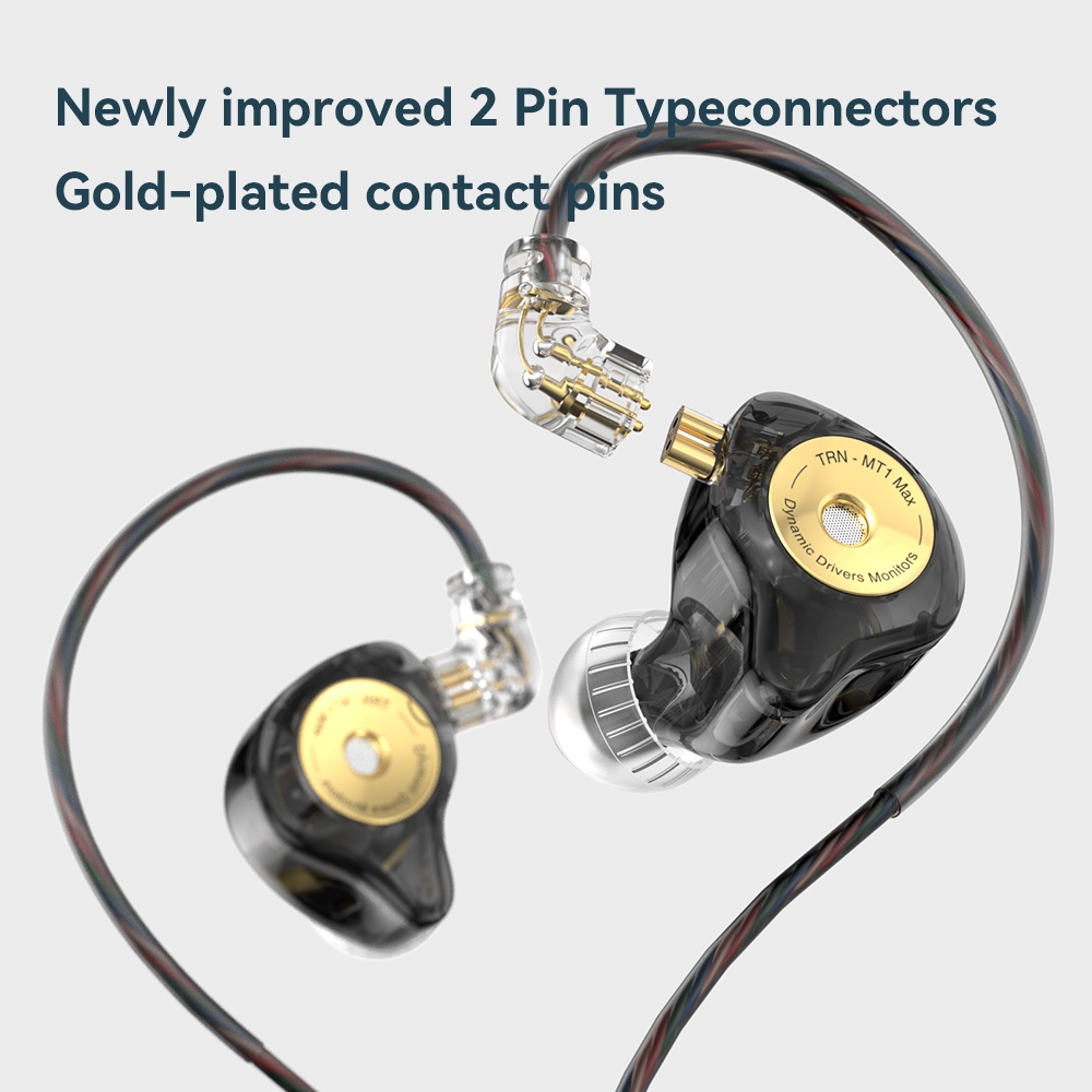 Trn MT1 Max Tuning HiFi Earphone Dual Magnet Driver Dinamis Kabel Headphone In-ear Cancelling Music Headset