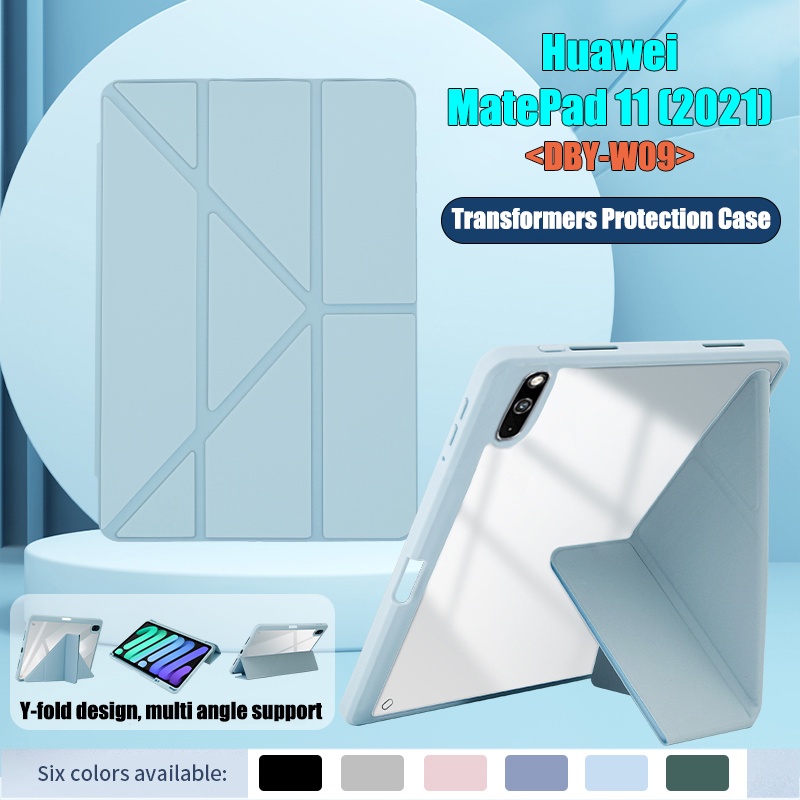 Untuk Huawei Matepad11 (2021) 10.95 &quot;DBY-W09 Fashion High End Akrilik Bening Y-Bracket Transformers Flip Stand Case Tablet Cover Pelindung