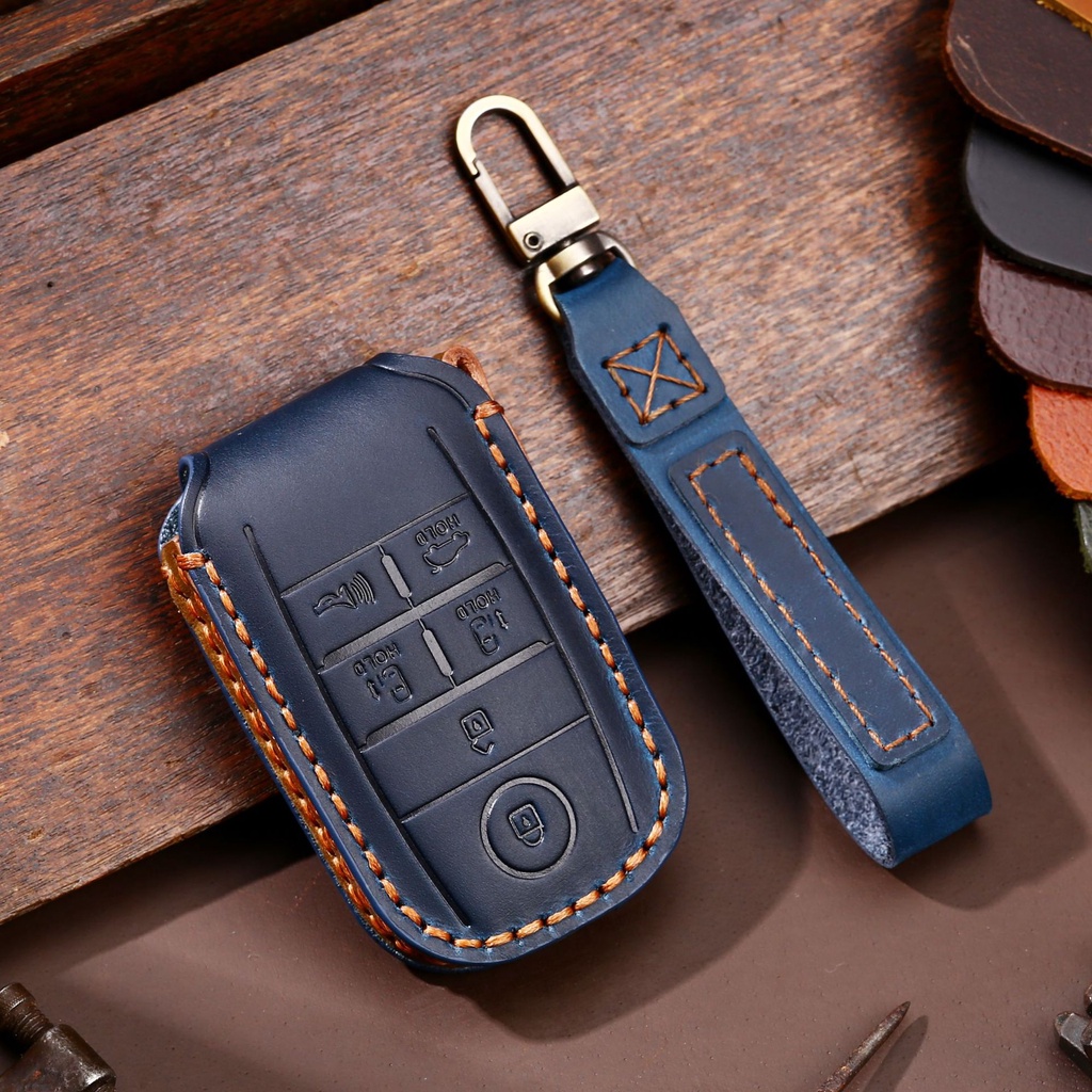 Leather case Kunci Mobil cover key shell Holder Untuk Kia Sedona Grand Carnival Sorento 6tombol