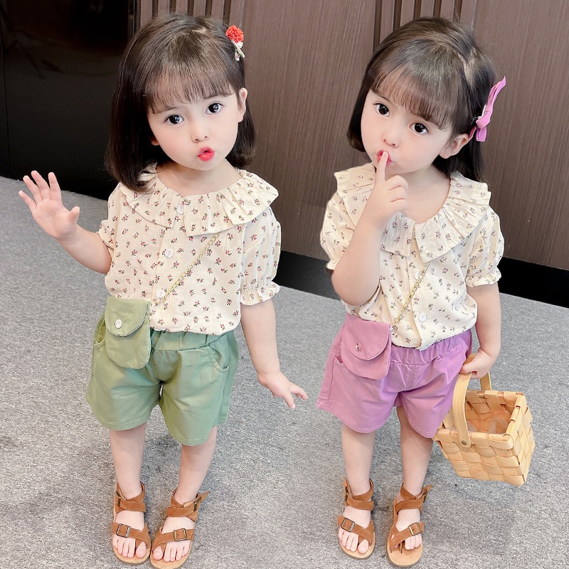 LittleAaron SET PERIWINKLE BAG EBV Setelan anak perempuan baru/versi Korea/baju anak perempuan