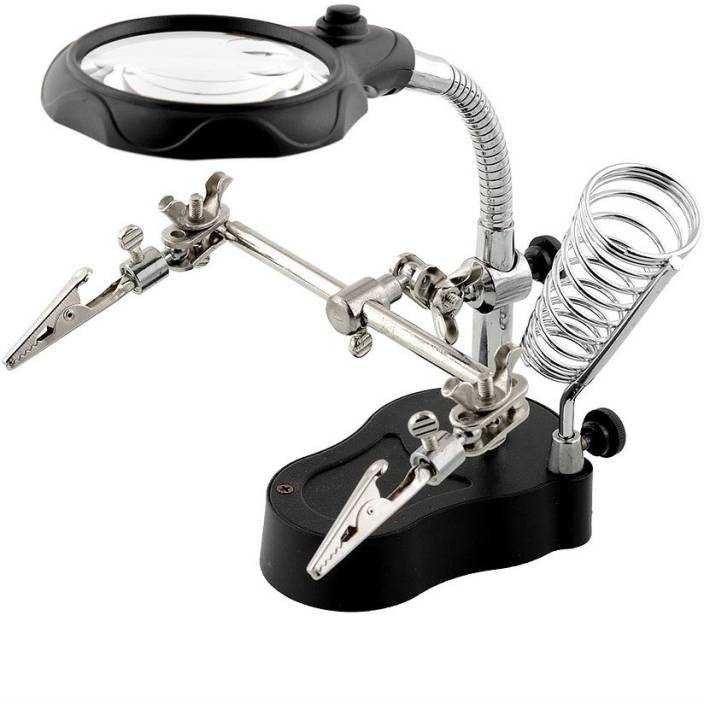 

[COD] Alat Pegangan Solder Helping Hand Kaca Pembesar Perlengkapan Laboraturium Lampu LED Stainless Steel