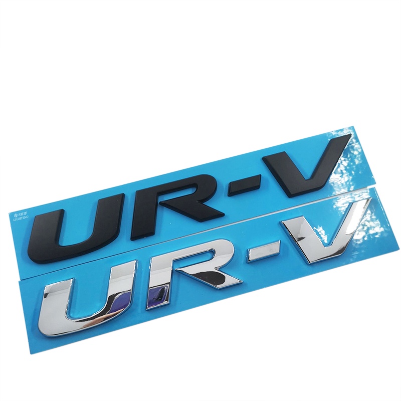 1x ABS Hitam Chrome UR-V URV Huruf Logo Mobil Auto Emblem Badge Sticker Decal Pengganti HONDA URV UR-V