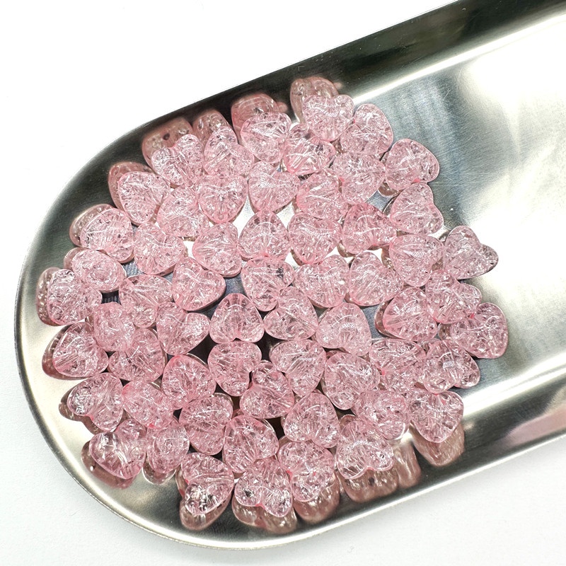 30pcs / lot 10mm Manik-Manik Bentuk Hati Retak Bahan Akrilik Untuk Aksesoris Perhiasan Handmade DIY