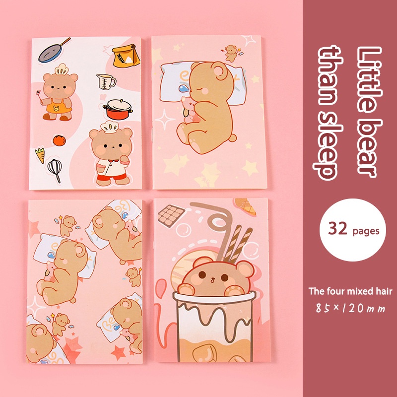 A7  Rollover Coil Buku Notebook Mini Kartun Lucu Mini Notebook Diary Portable Notebook Journal Alat Tulis-Le-E-Random