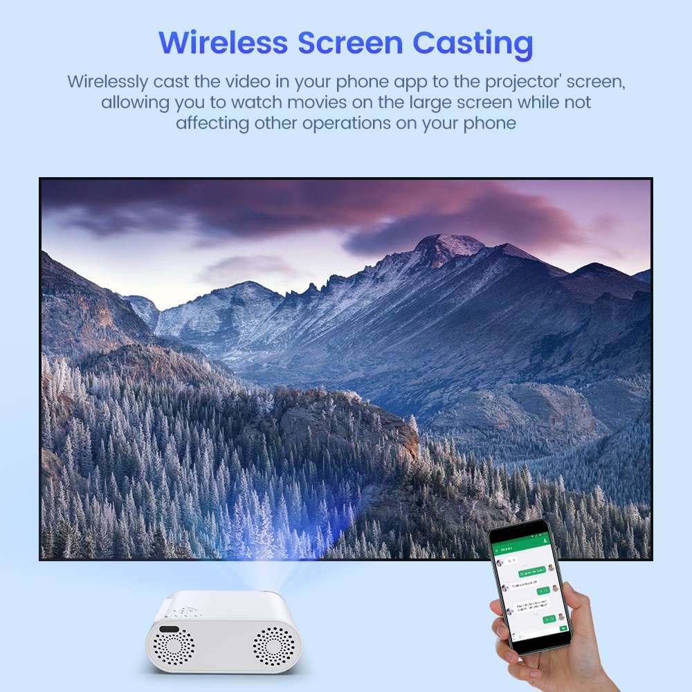 【COD + Pengiriman Gratis】Mini Proyektor Smart Android WIFI Portabel Projector 1080P HD Portable LED Cerdas Bluetooth Proyektor Untuk Ponsel iOS Android