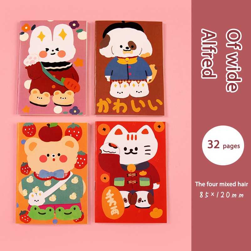 A7  Rollover Coil Buku Notebook Mini Kartun Lucu Mini Notebook Diary Portable Notebook Journal Alat Tulis-Le-C-Random
