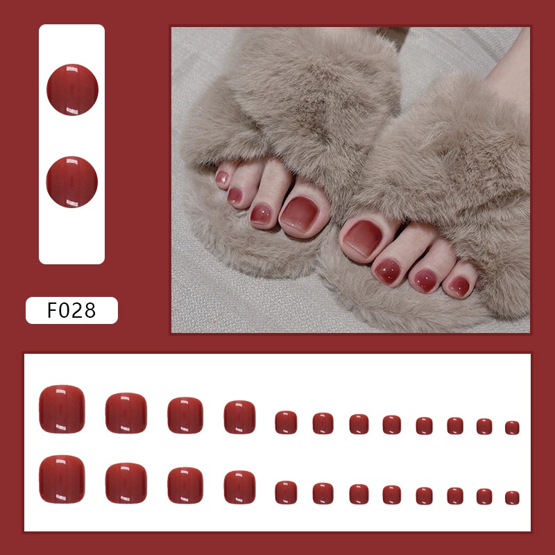 New Fashion Buatan Fake Toe Nails Tips Paku Palsu Kaki F028-F046