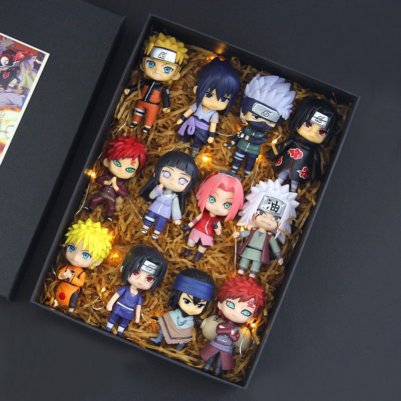 12pcs 7cm Q Versi Naruto Kakashi Sakura Sasuke Itachi Obito Gaara Pvc Action Figure Mainan Mobil Ornamen